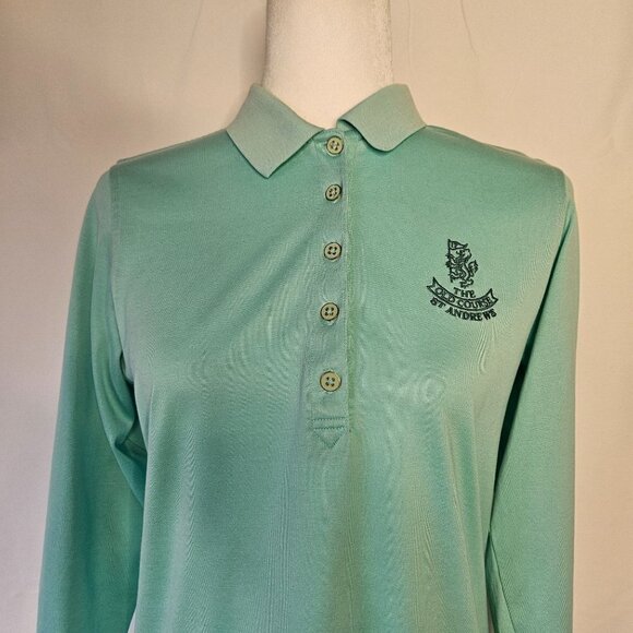 Peter Millar Women's Size Medium St. Andrews Logo Long Sleeve Polo Shirt - Picture 3 of 9